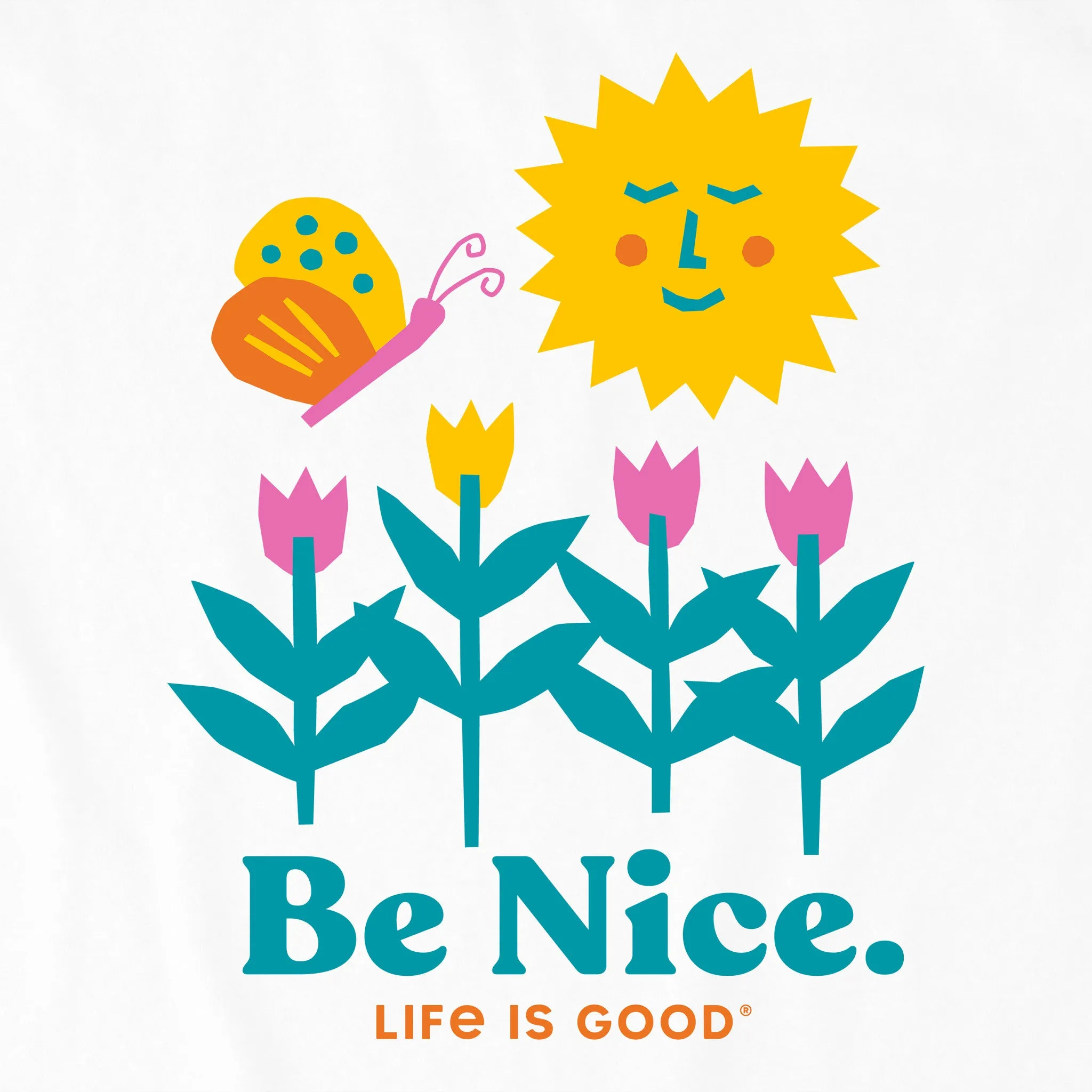 Women's Be Nice Flowers Short Sleeve Crusher Tee Life is Good
