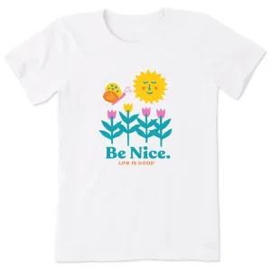 Women's Be Nice Flowers Short Sleeve Crusher Tee Life is Good