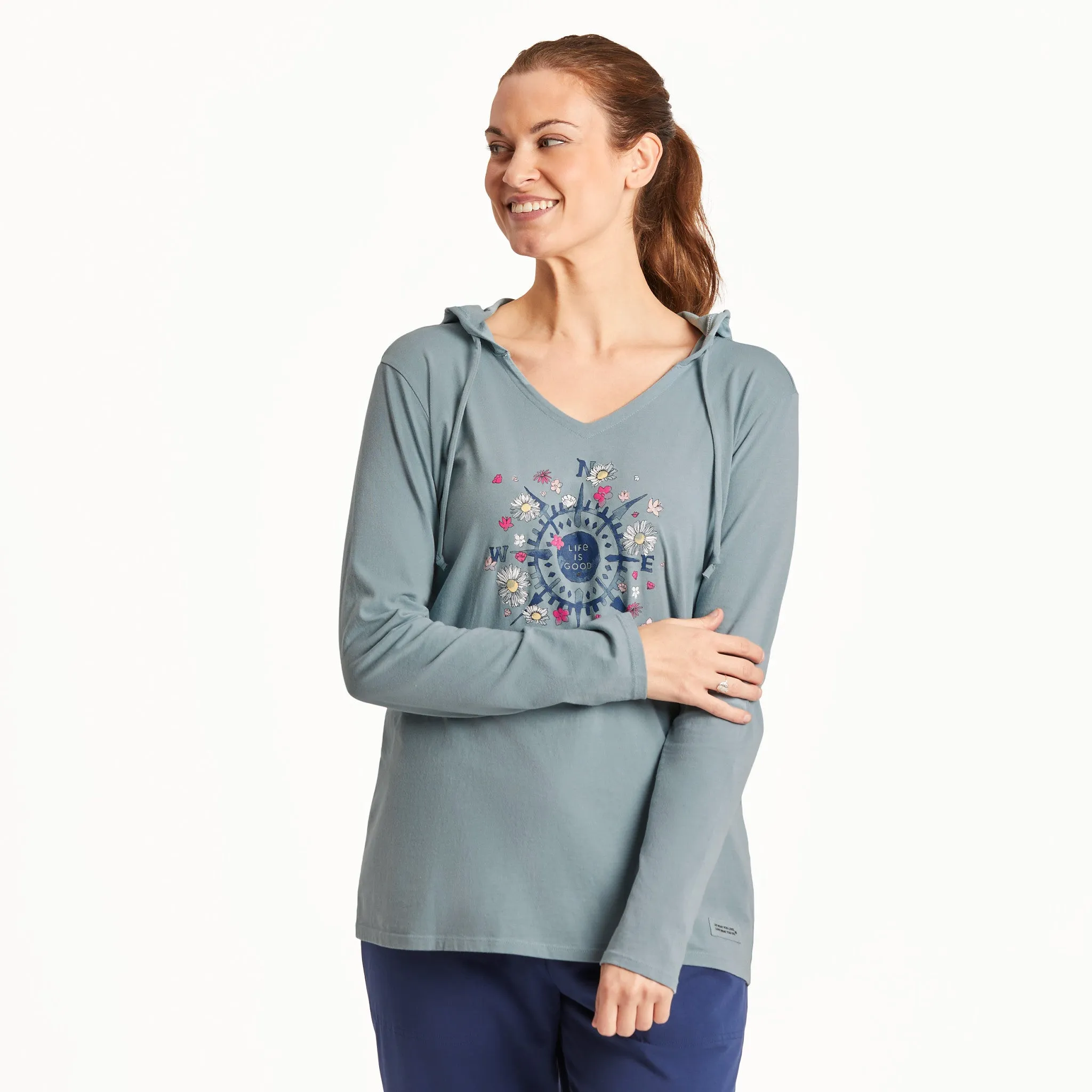 Women's Beauty in All Directions Long Sleeve Crusher-LITE Hooded Tee Life is Good