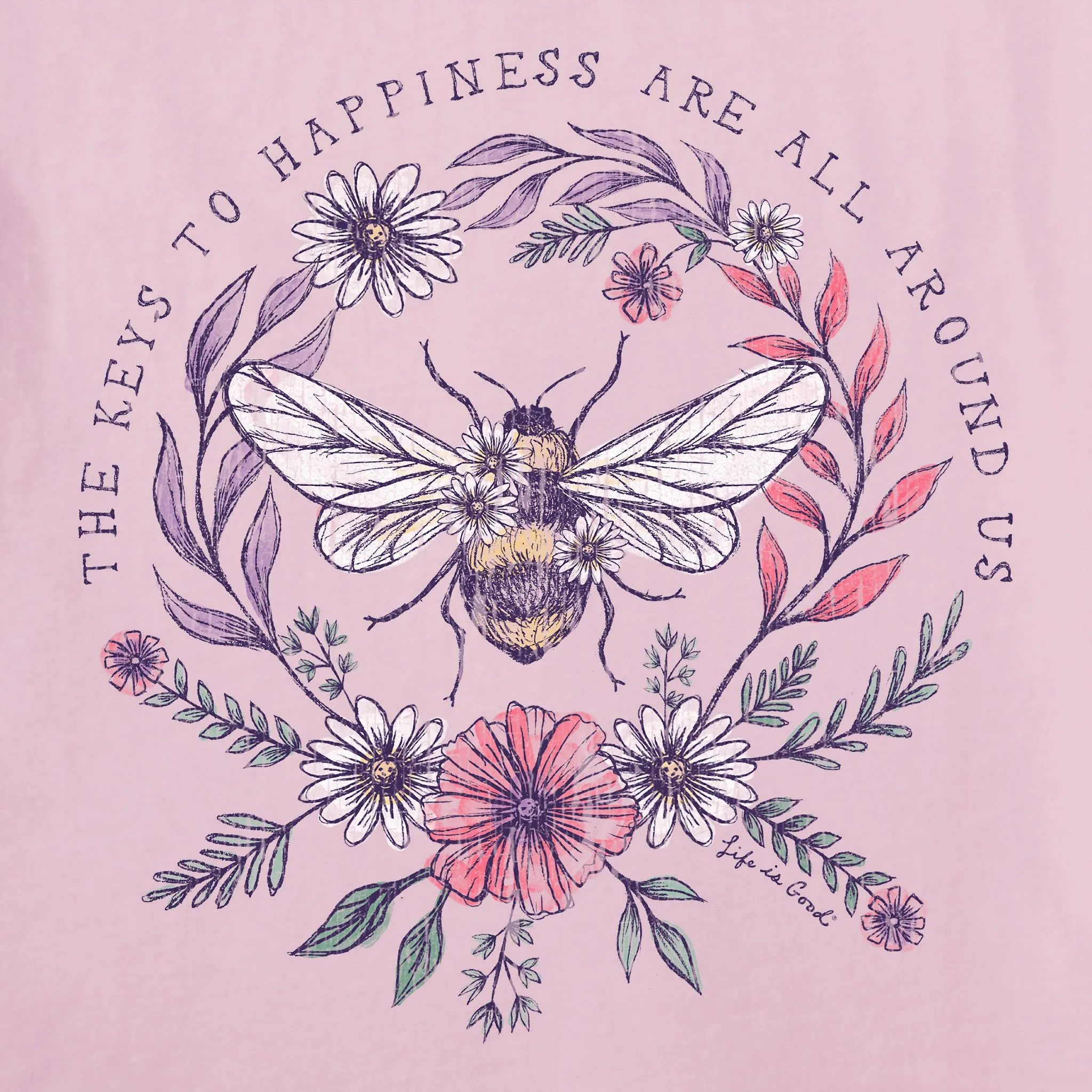 Women's Bee Happiness All Around Simply True Fleece Hoodie Life is Good