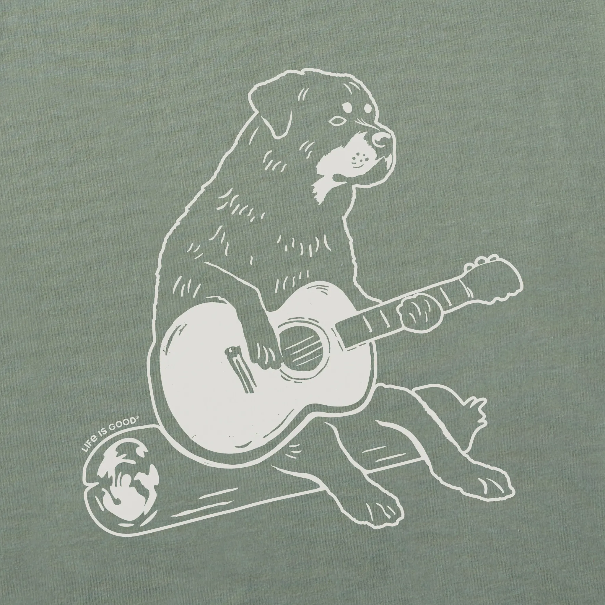 Women's Bert's Rottie with Guitar Short Sleeve Crusher Boxy Tee Life is Good
