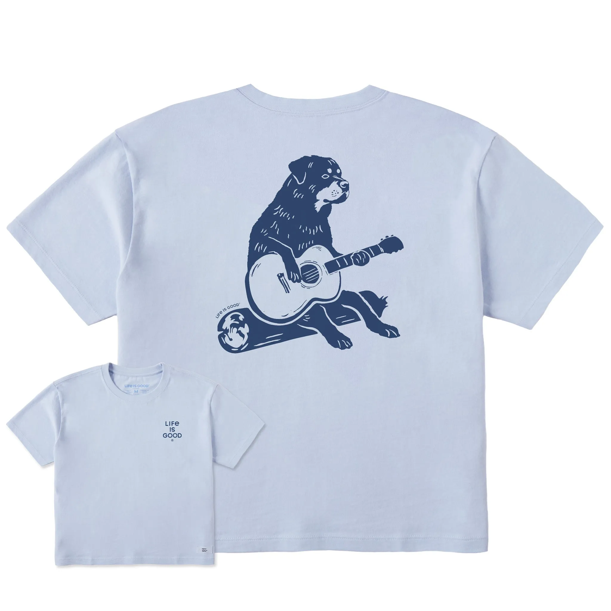 Women's Bert's Rottie with Guitar Short Sleeve Crusher Boxy Tee Life is Good