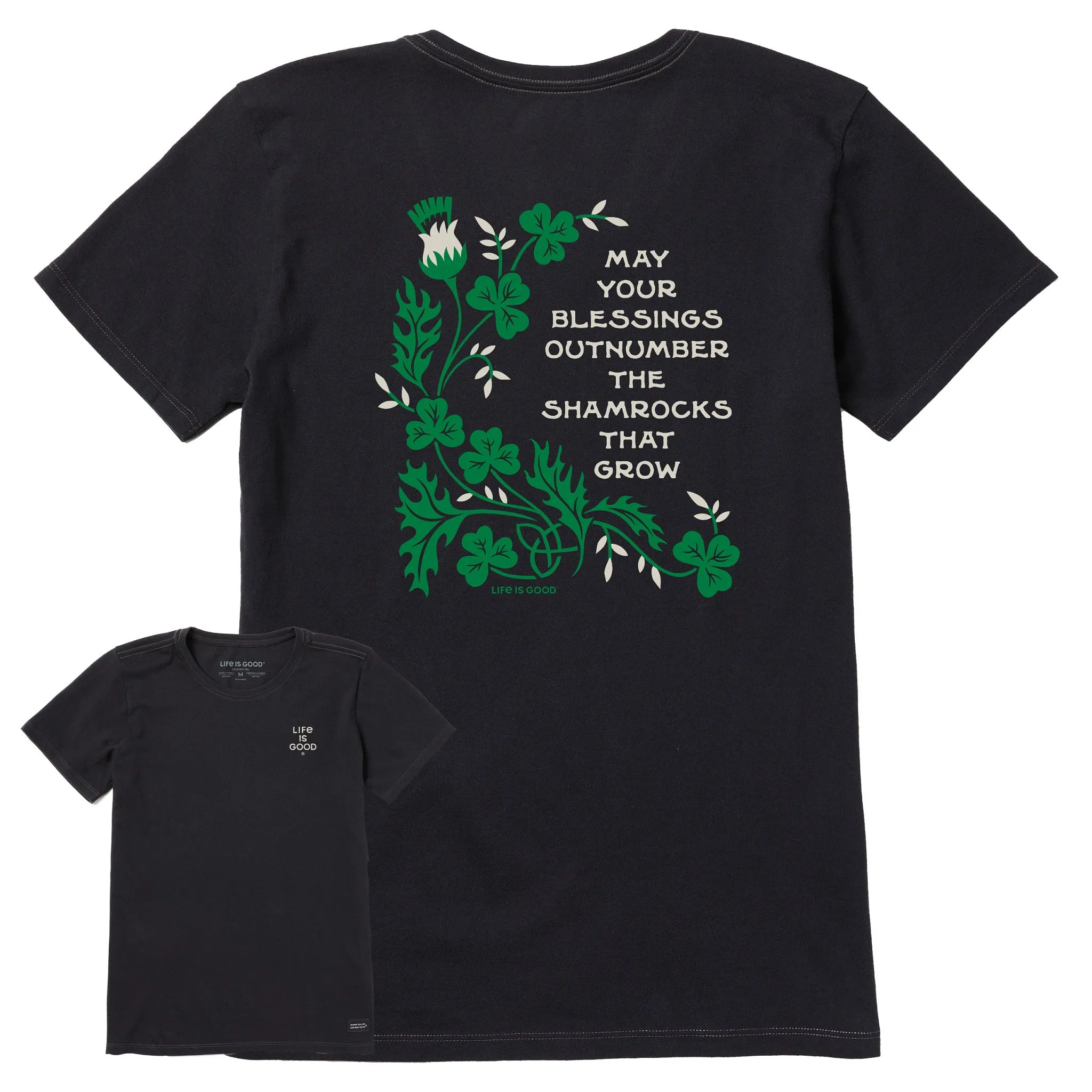 Women's Bert's Shamrock Medley Short Sleeve Crusher Tee Life is Good