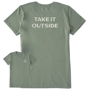 Women's Bert's Take it Outside Short Sleeve Crusher Tee Life is Good