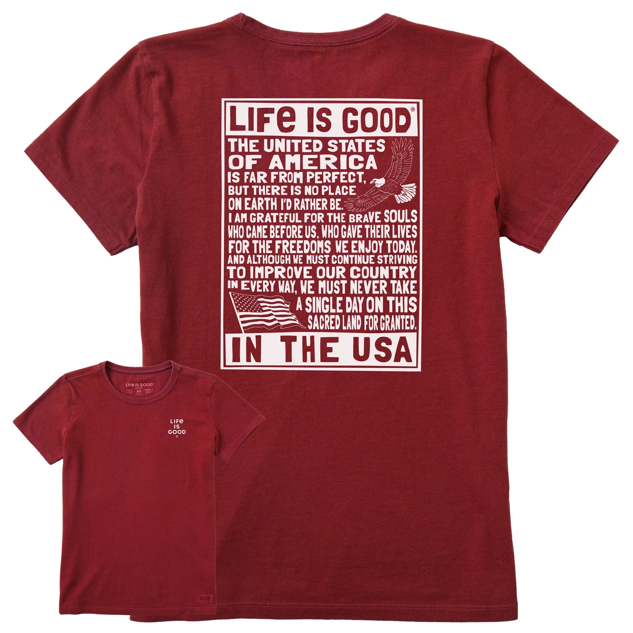 Women's Bert's USA Manifesto Short Sleeve Crusher Tee Life is Good