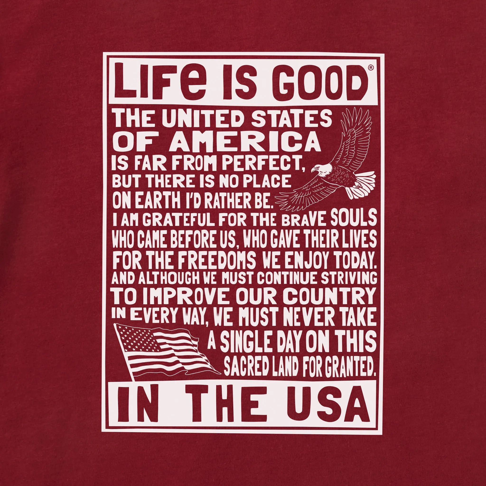 Women's Bert's USA Manifesto Short Sleeve Crusher Tee Life is Good