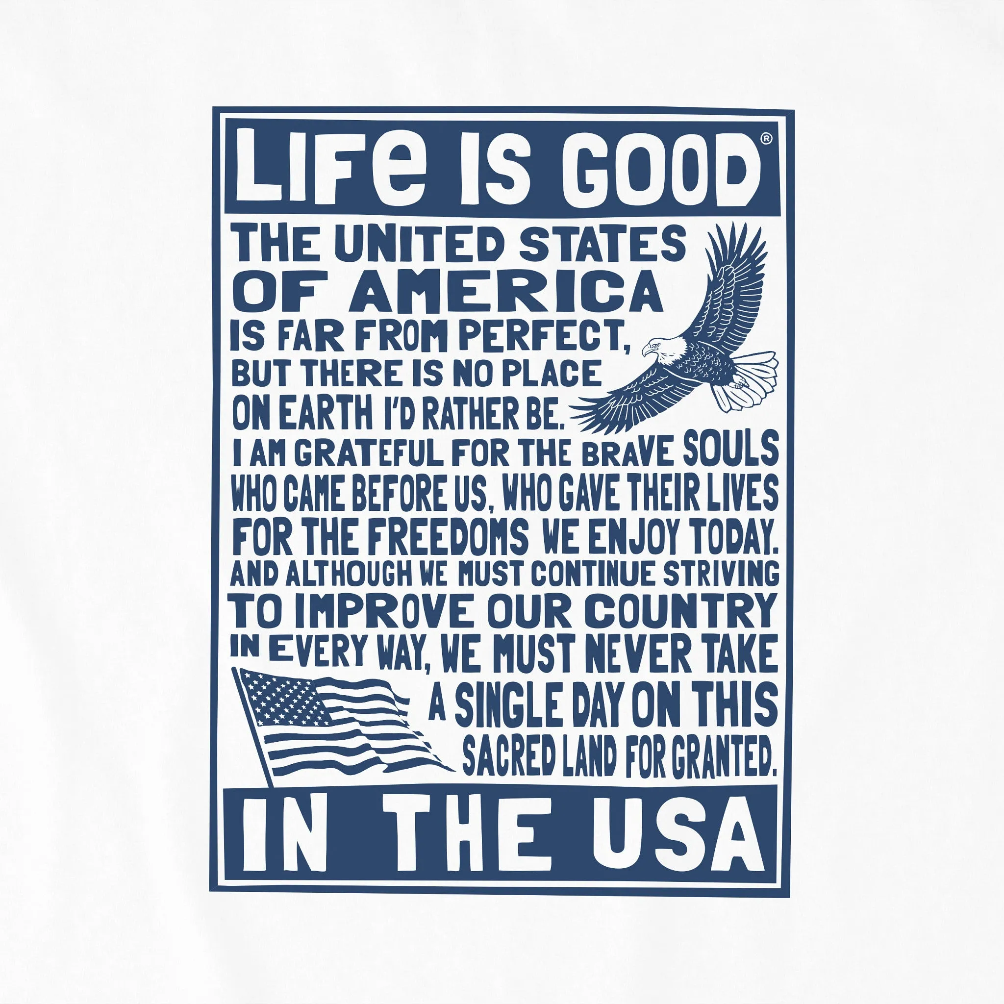 Women's Bert's USA Manifesto Short Sleeve Crusher Tee Life is Good