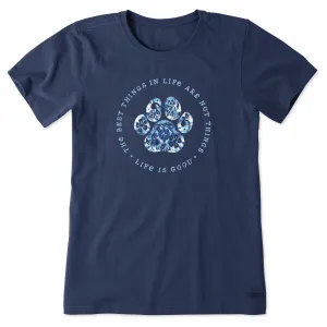 Women's Best Things Floral Paw Tie Dye Short Sleeve Tee Life is Good