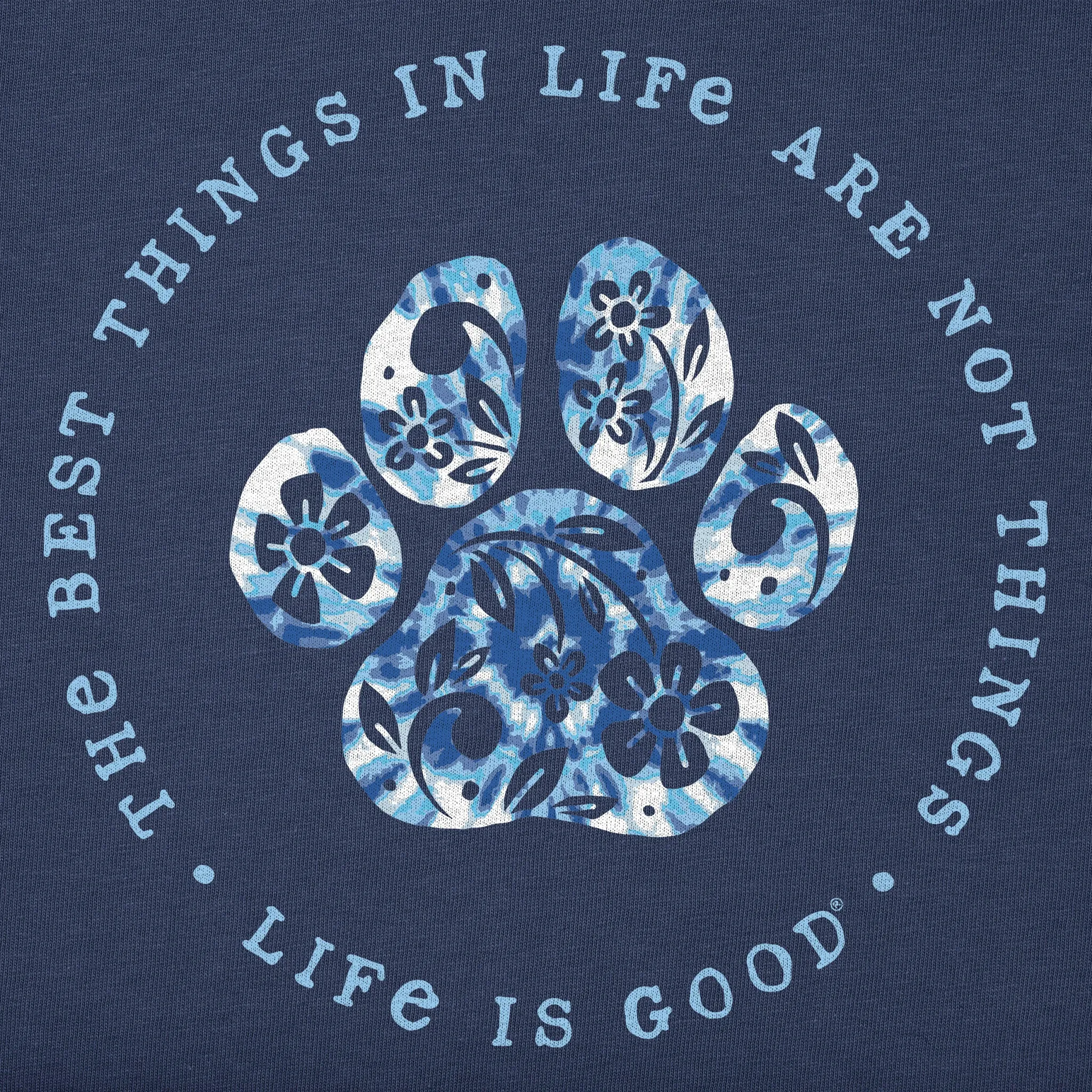Women's Best Things Floral Paw Tie Dye Short Sleeve Tee Life is Good