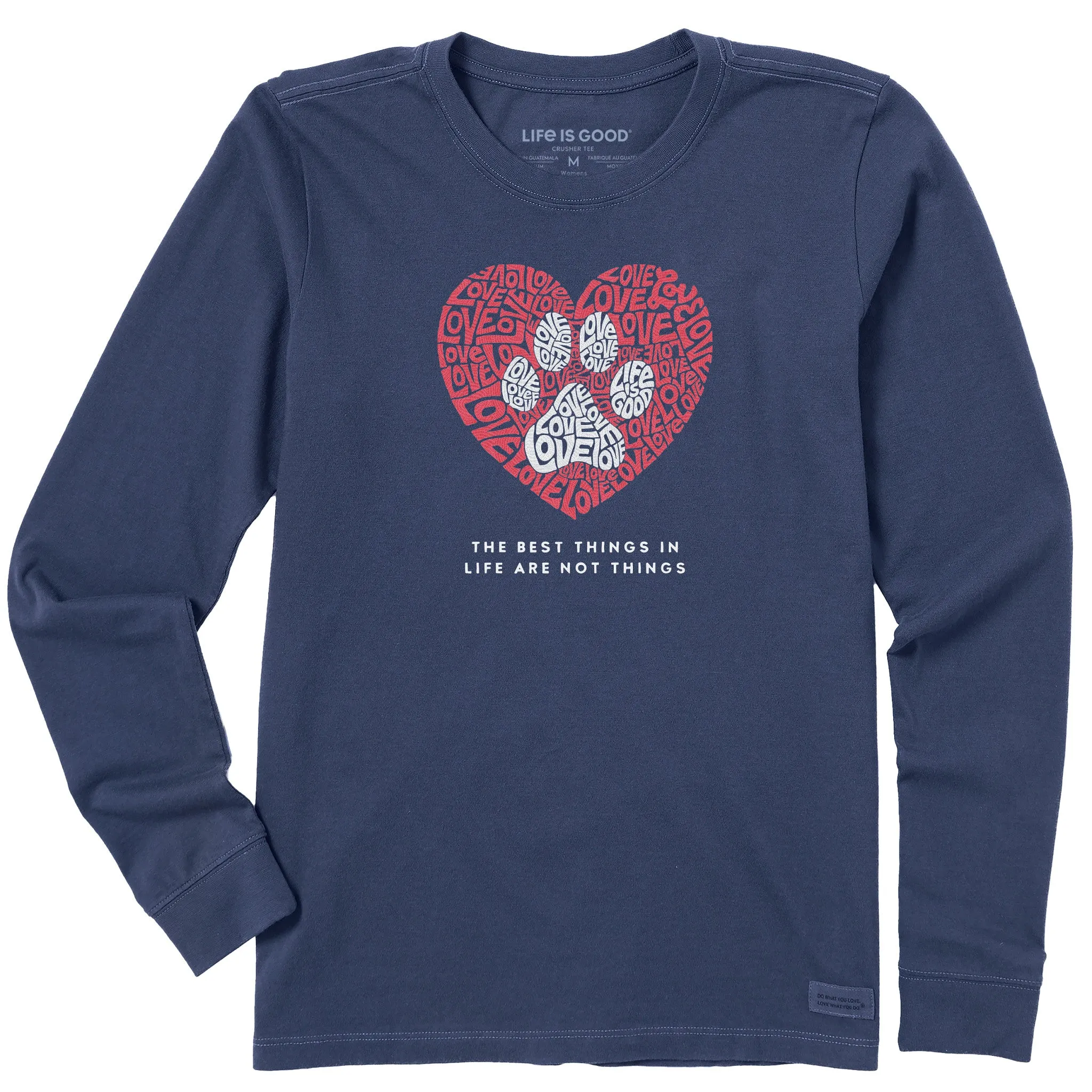 Women's Best Things Paw Heart Long Sleeve Crusher Tee Life is Good