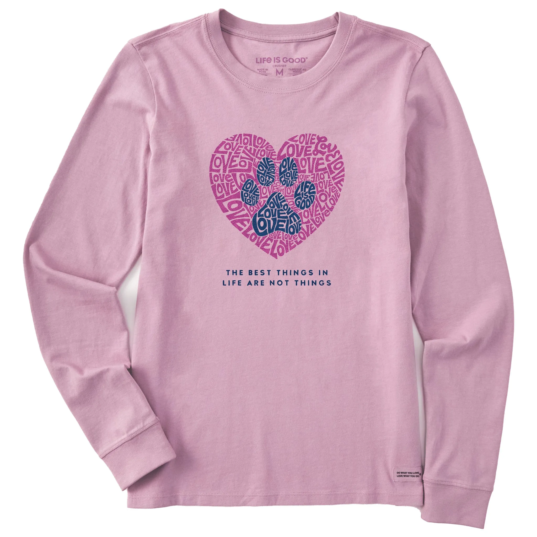 Women's Best Things Paw Heart Long Sleeve Crusher Tee Life is Good