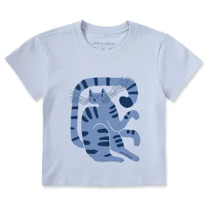 Women's Blue Cat Crusher-LITE Shrunken Tee Life is Good
