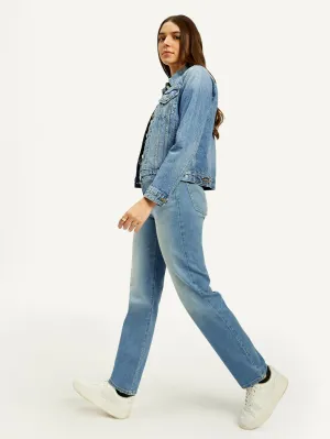 Women's Blue Straight Fit High Rise Jeans LEVI'S