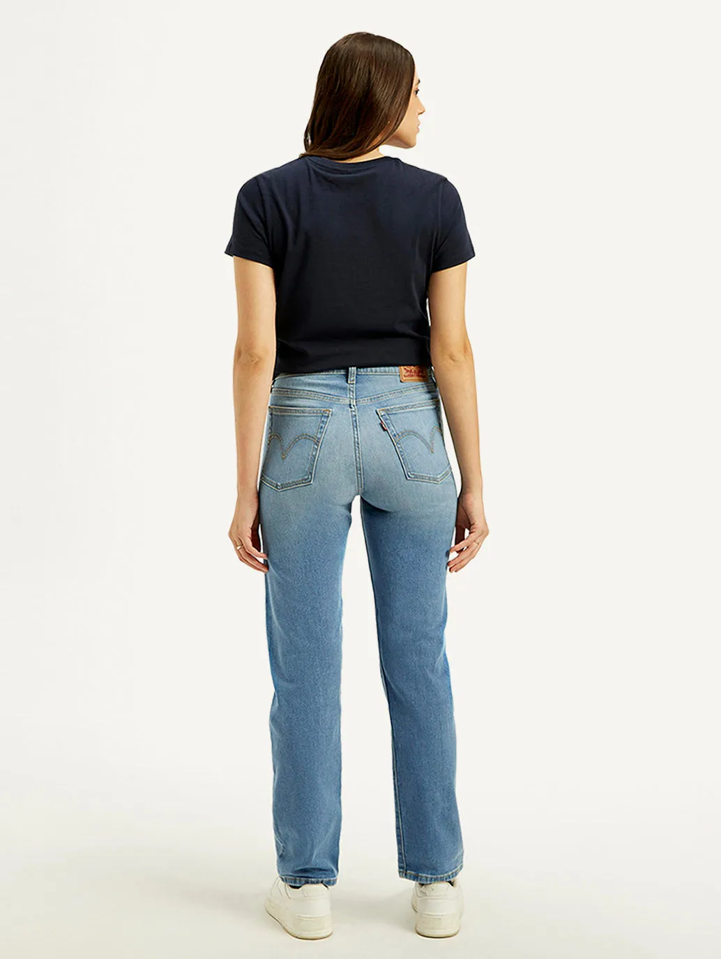 Women's Blue Straight Fit High Rise Jeans LEVI'S