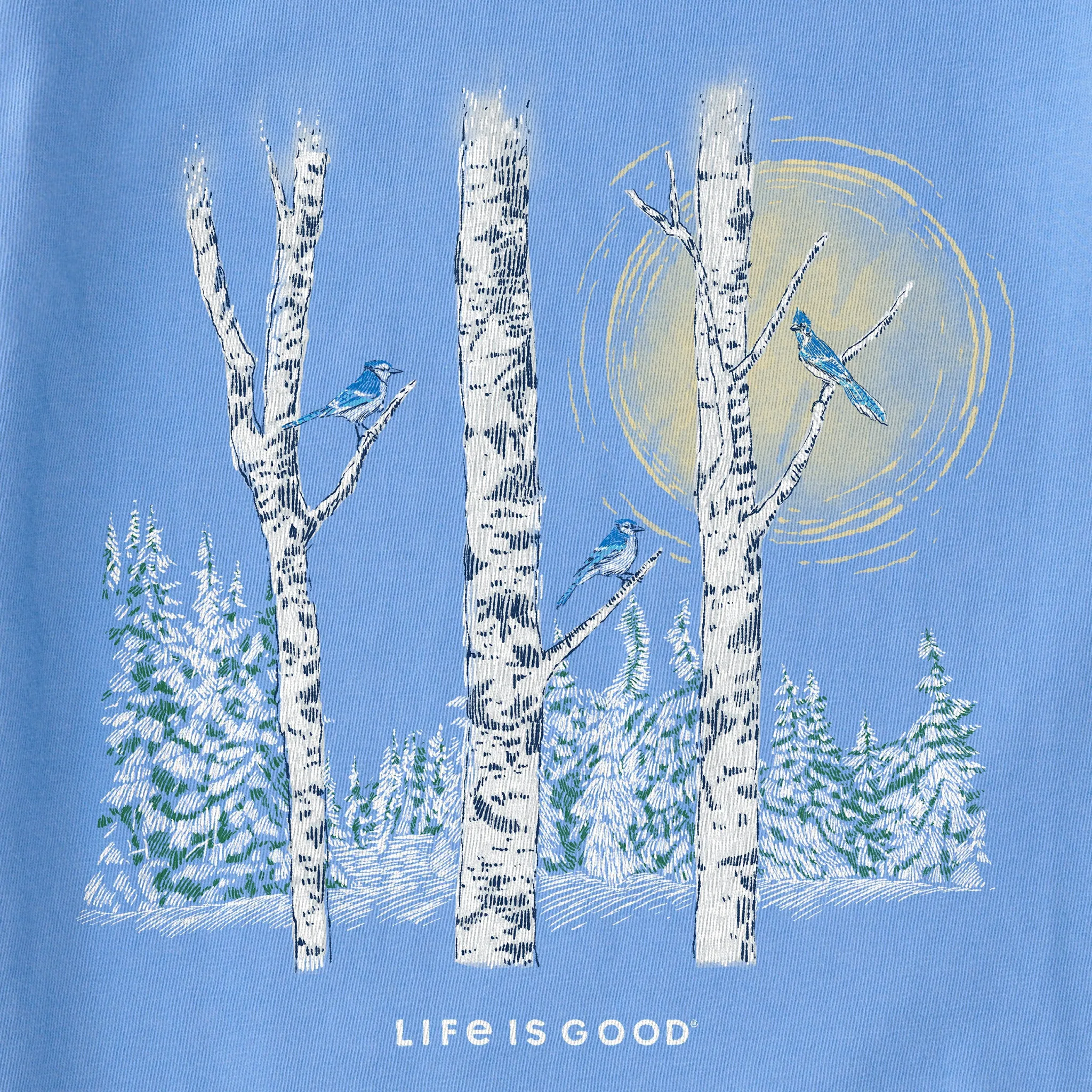 Women's Bluejays on Birch Trees Long Sleeve Crusher Tee Life is Good