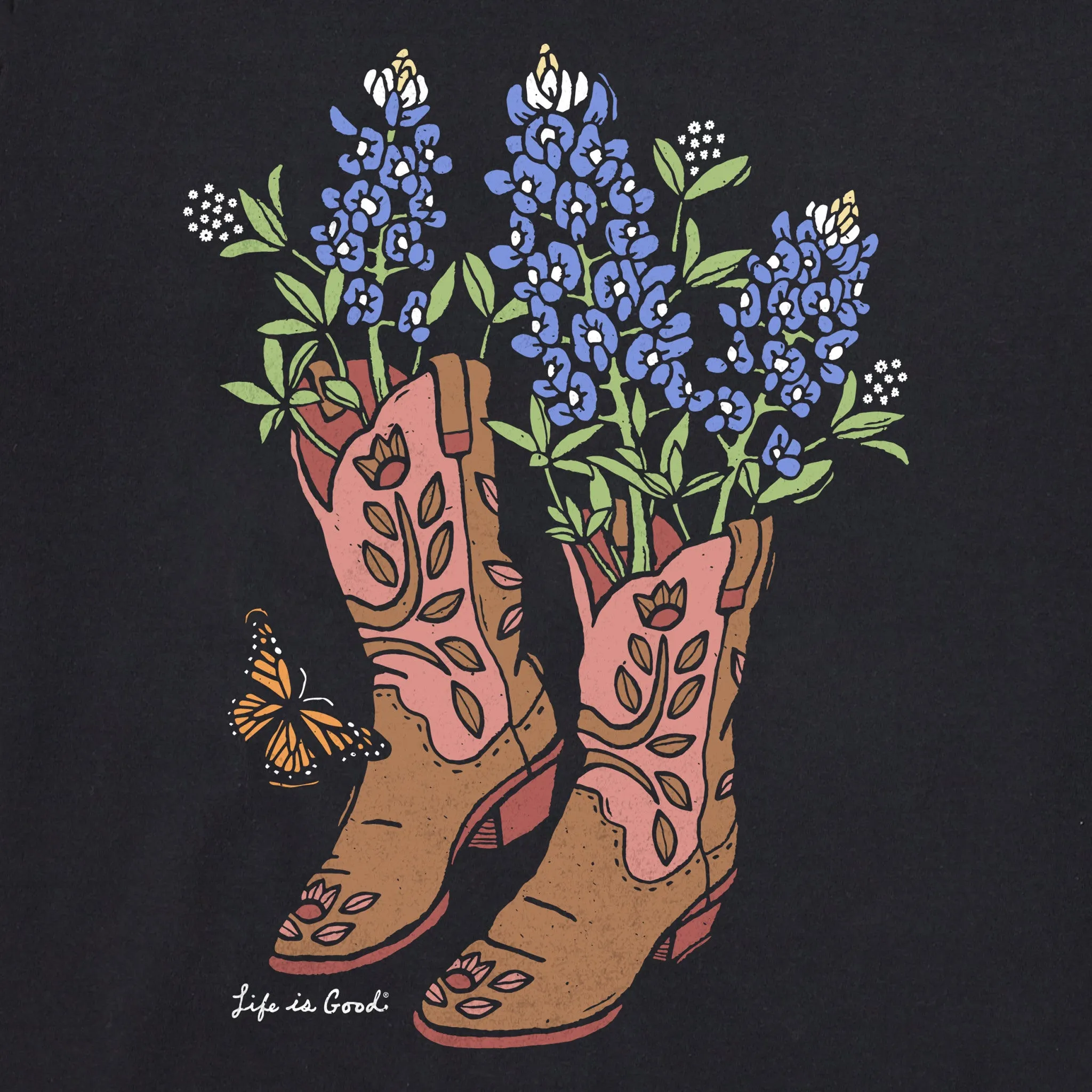 Women's Boots and Blue Bonnets Crusher-LITE Shrunken Tee Life is Good