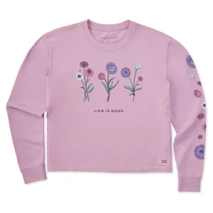 Women's Botanical Flowers Long Sleeve Crusher Boxy Tee Life is Good