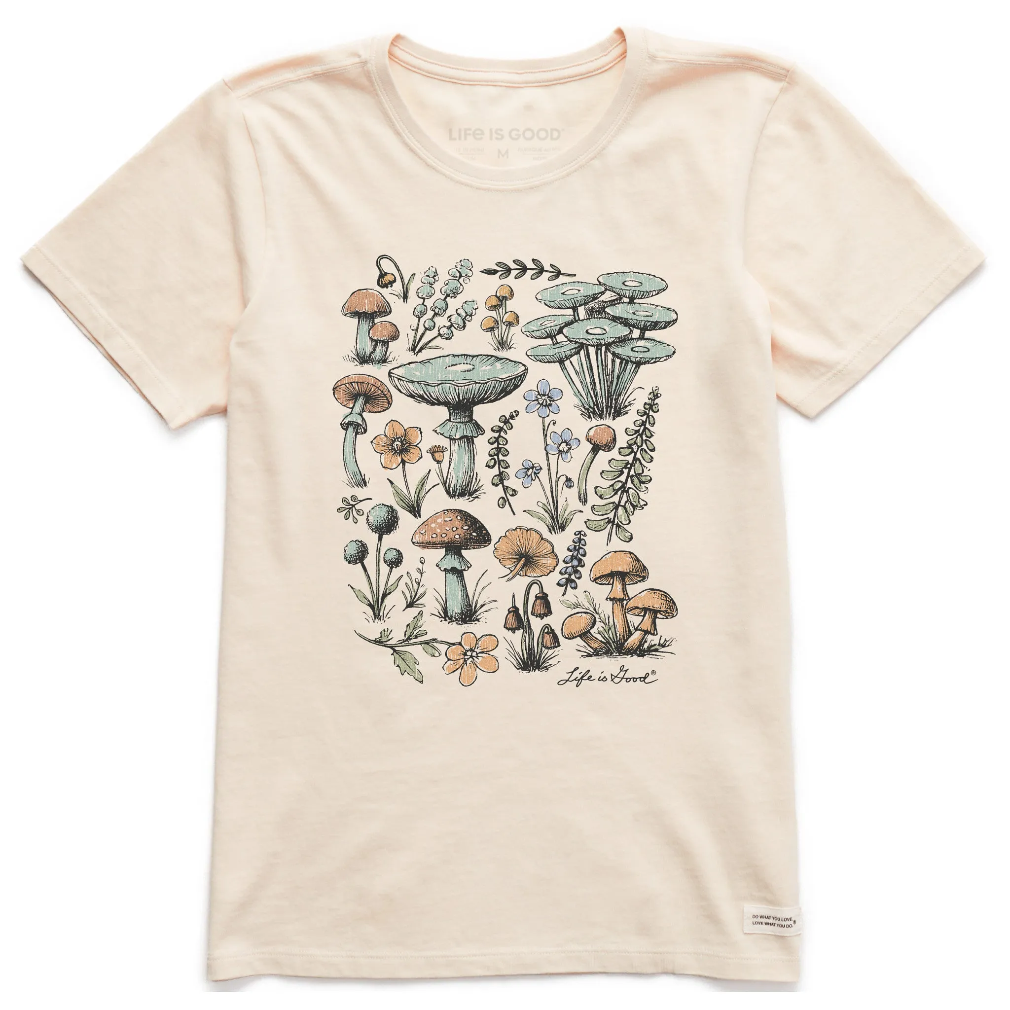 Women's Botanical Shrooms & Wildflowers Short Sleeve Crusher Tee Life is Good