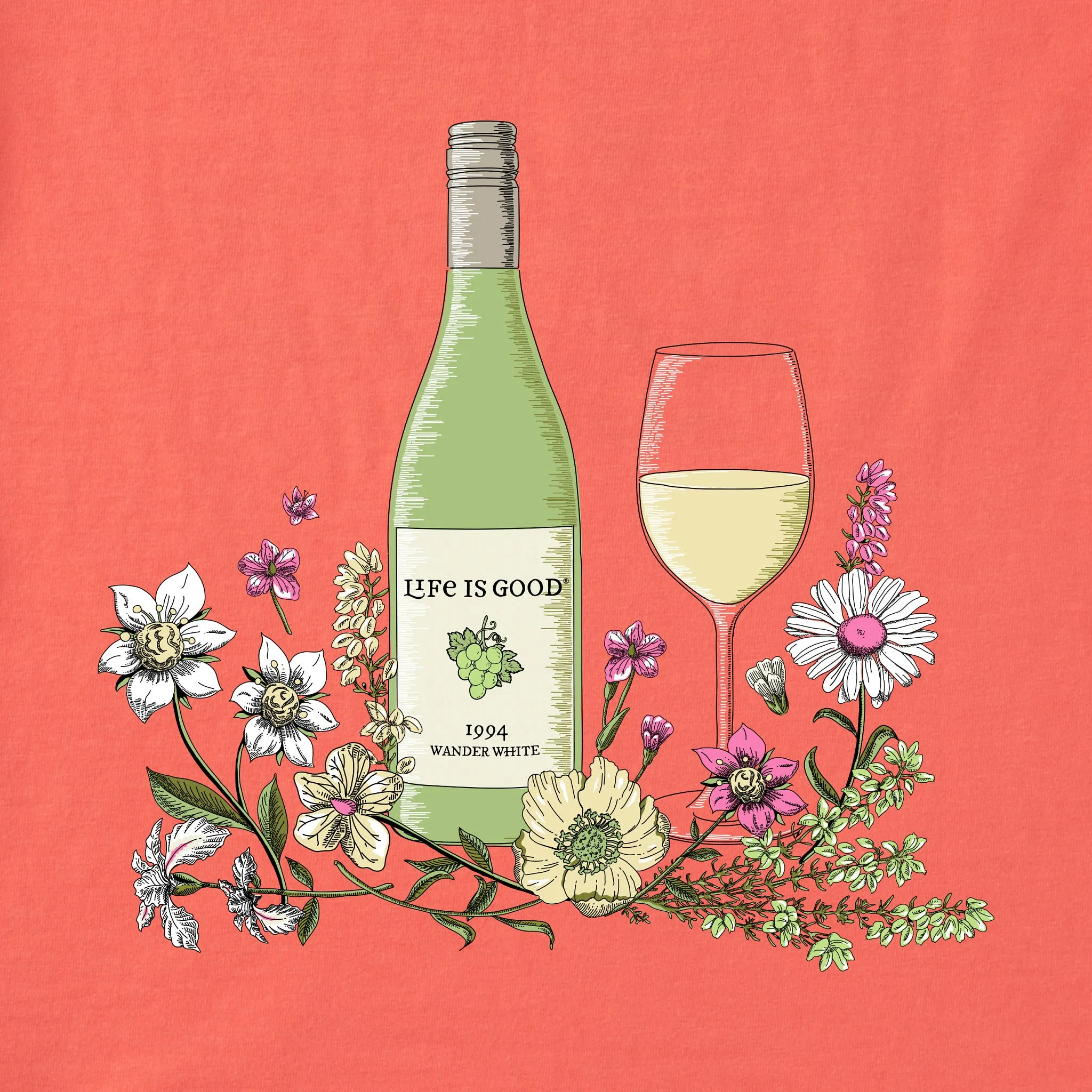 Women's Botanical White Wine Short Sleeve Tee Life is Good