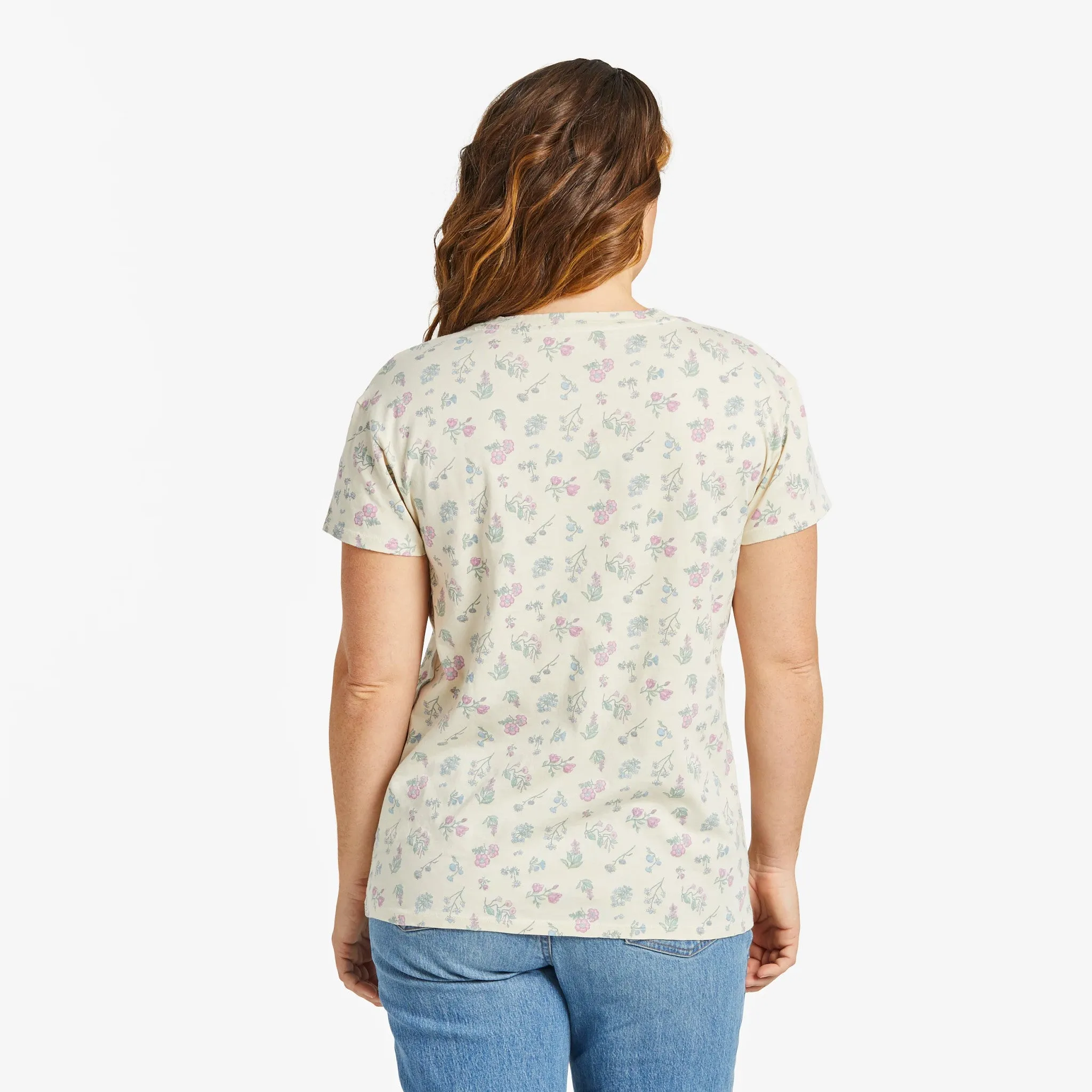 Women's Botanical Wildflower Pattern Crusher-LITE Easy Vee Life is Good