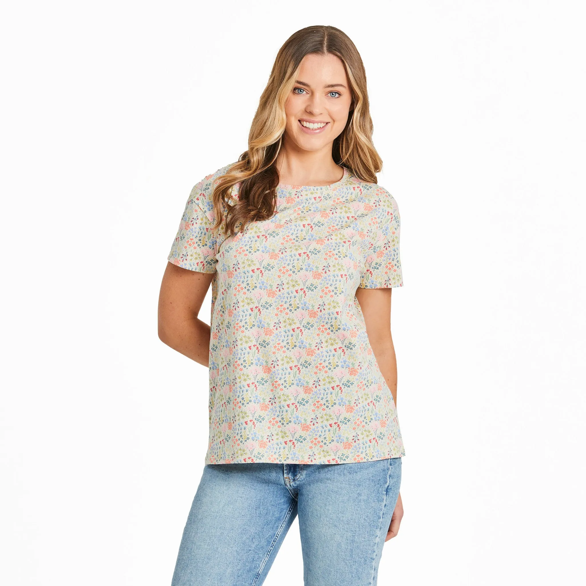 Women's Bouquet Garden Pattern Crusher-LITE Easy Tee Life is Good