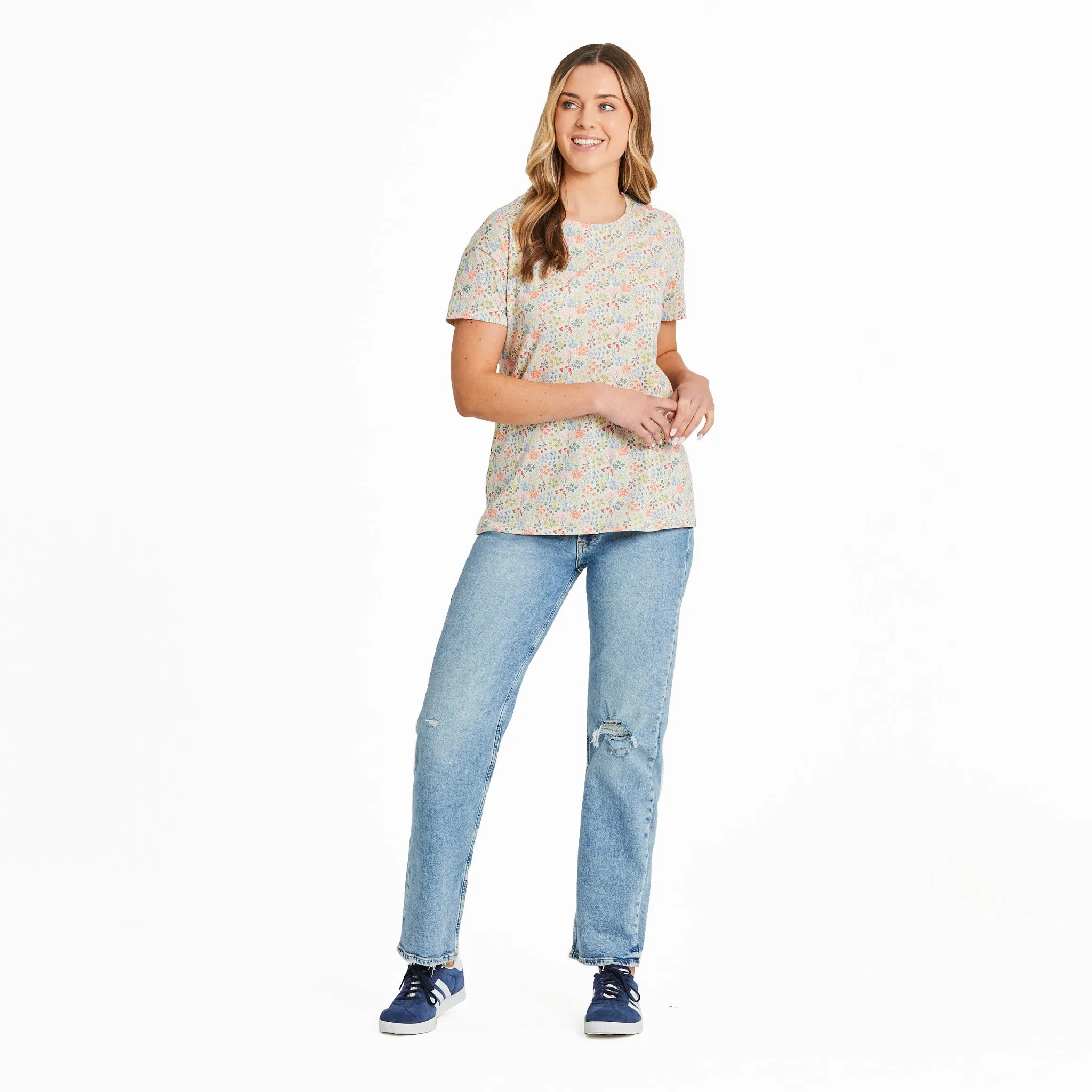 Women's Bouquet Garden Pattern Crusher-LITE Easy Tee Life is Good