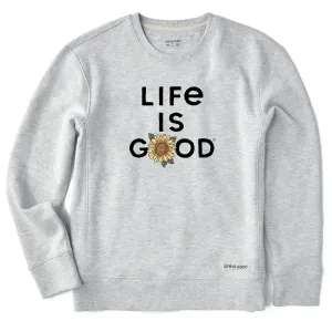 Women's Branded Stacked LIG w Sunflower Simply True Fleece Crew Life is Good