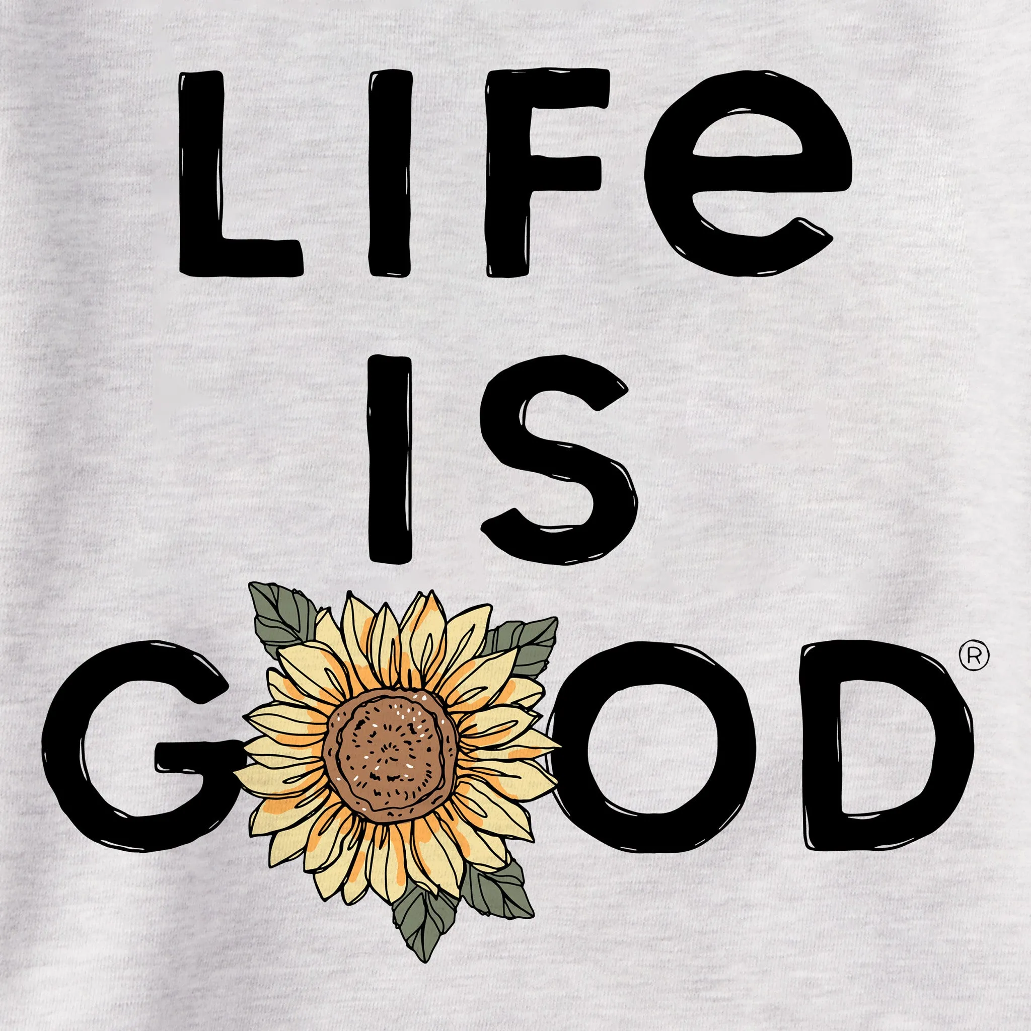 Women's Branded Stacked LIG w Sunflower Simply True Fleece Crew Life is Good