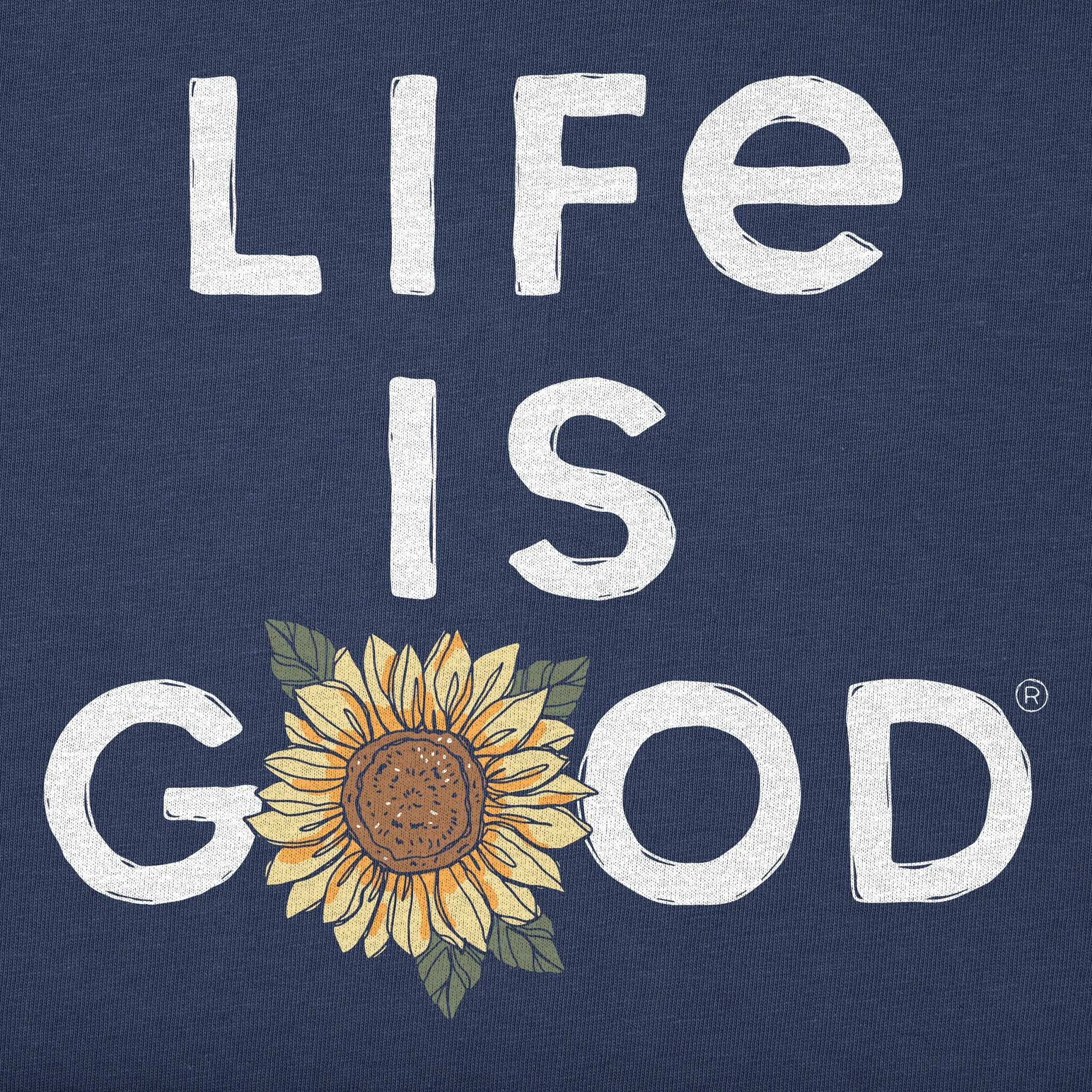 Women's Branded Stacked LIG w Sunflower Simply True Fleece Crew Life is Good