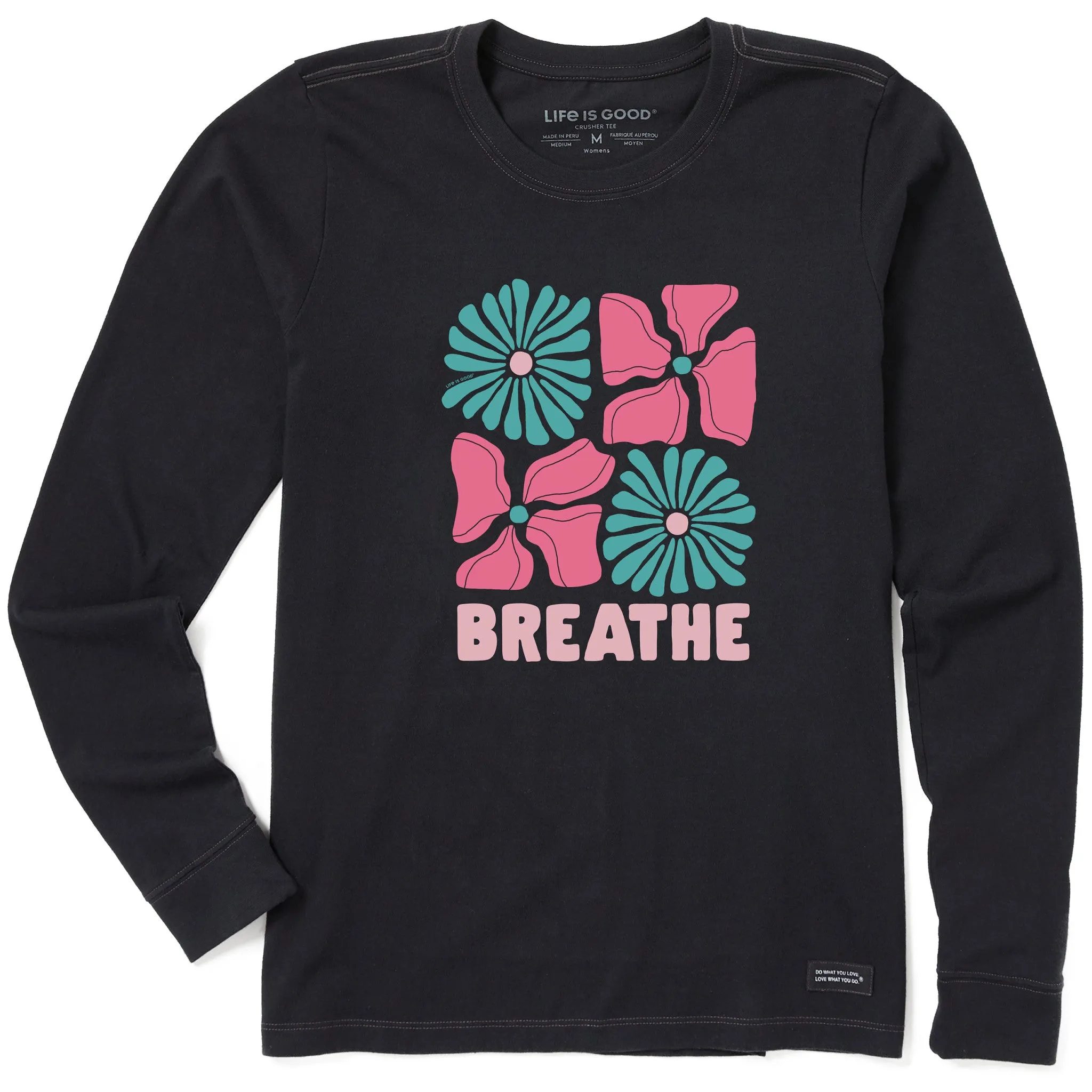 Women's Breathe Four Flowers Long Sleeve Crusher Tee Life is Good