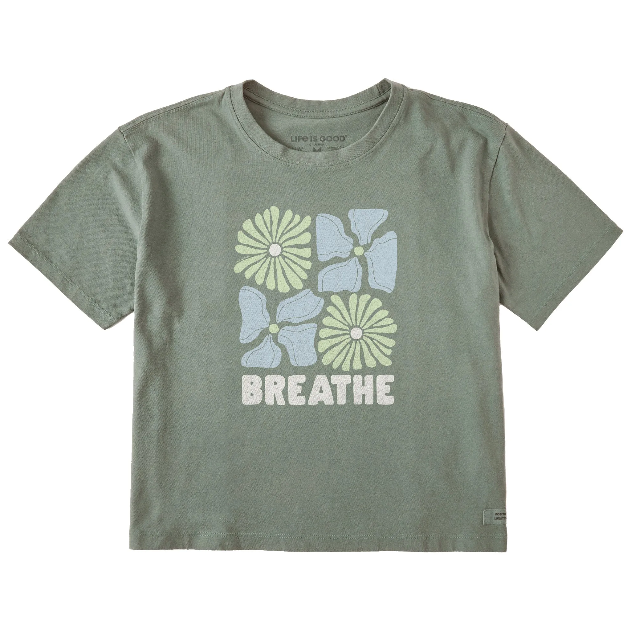 Women's Breathe Four Flowers Short Sleeve Crusher Boxy Tee Life is Good