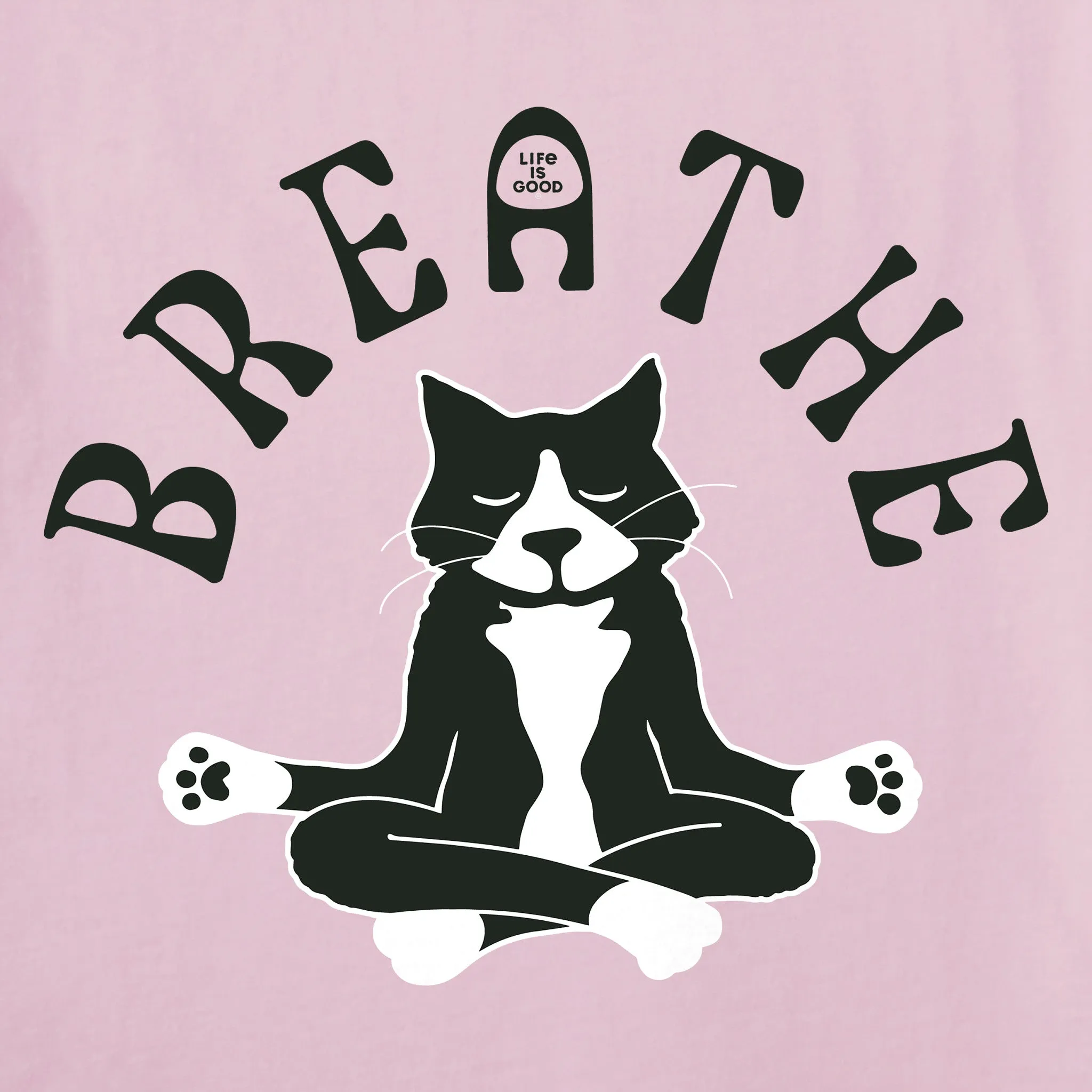 Women's Breathe Tuxedo Cat Short Sleeve Crusher-LITE Vee Life is Good