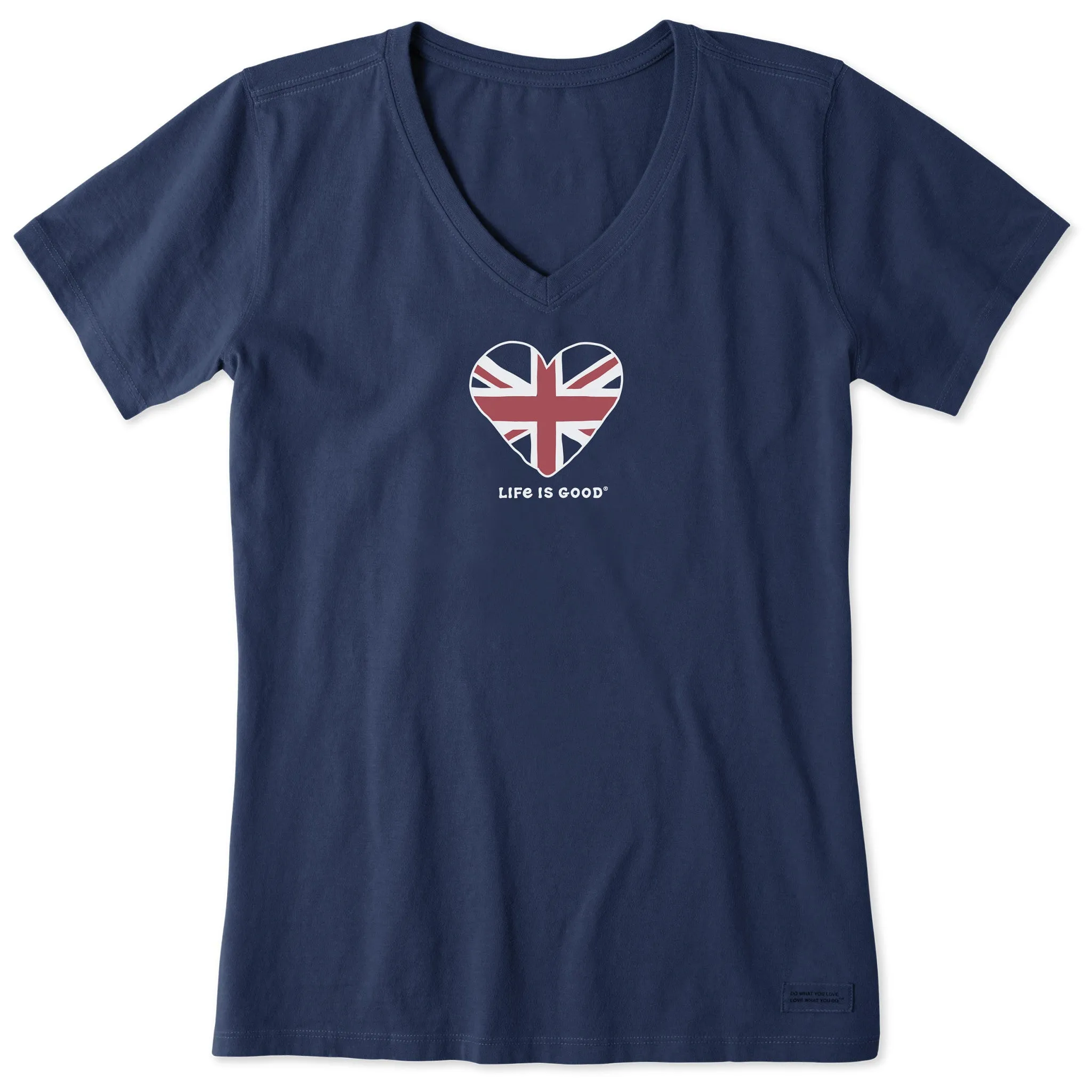 Women's British Heart Short Sleeve Vee Life is Good