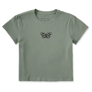 Women's Butterfly Floral Mini Crusher-LITE Shrunken Tee Life is Good