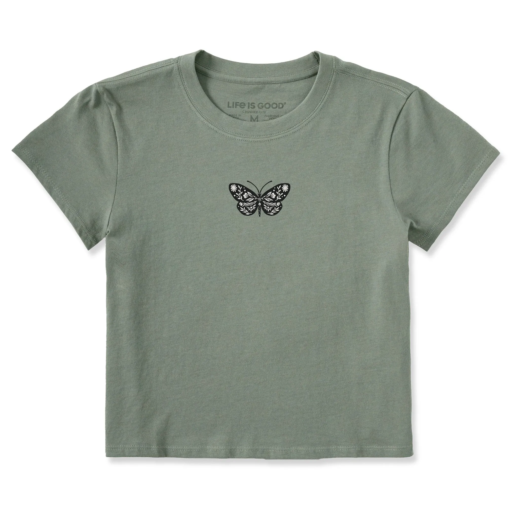 Women's Butterfly Floral Mini Crusher-LITE Shrunken Tee Life is Good