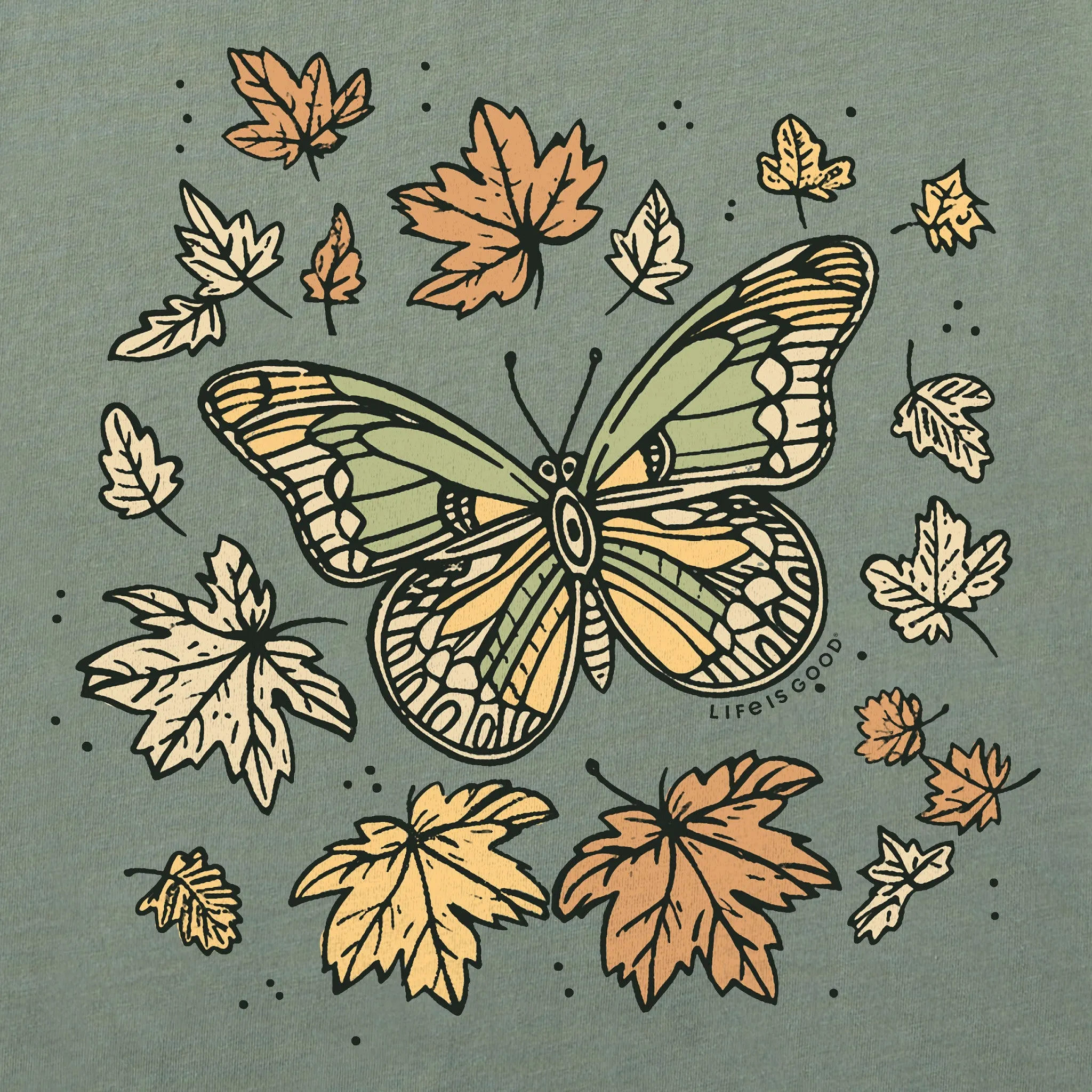 Women's Butterfly in Fall Short Sleeve Crusher Tee Life is Good