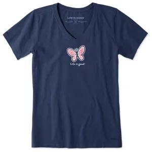 Women's Butterfly Short Sleeve Crusher Vee Life is Good