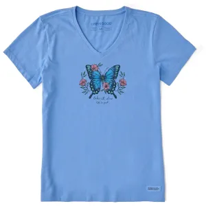 Women's Butterfly Take it Slow Short Sleeve Vee Life is Good