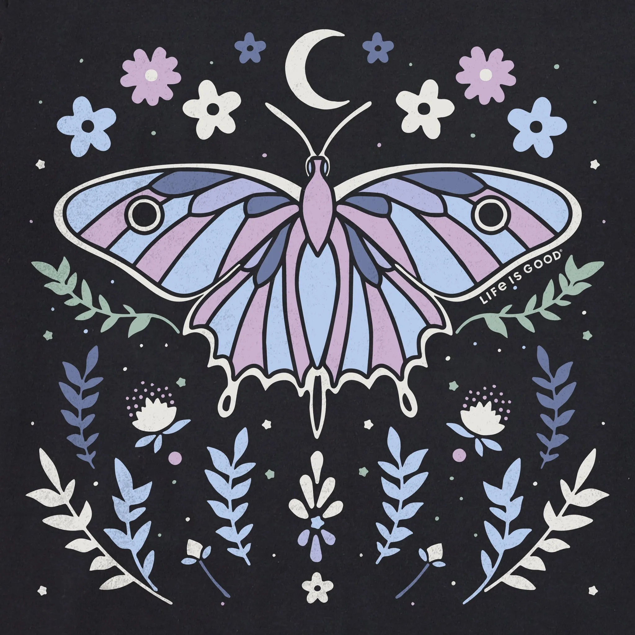 Women's Butterfly Wildflowers Short Sleeve Crusher Boxy Tee Life is Good