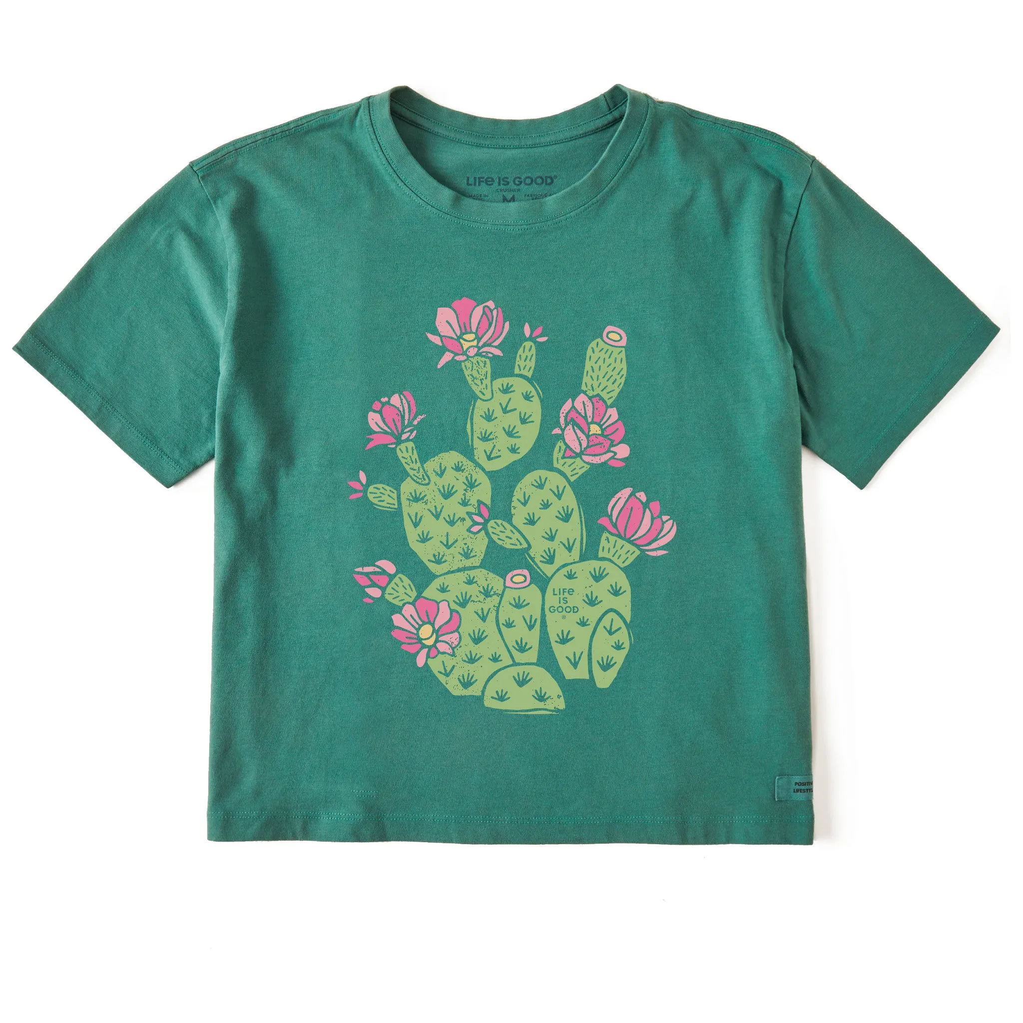 Women's Cactus Flowers Short Sleeve Crusher Boxy Tee Life is Good