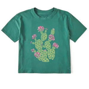 Women's Cactus Flowers Short Sleeve Crusher Boxy Tee Life is Good