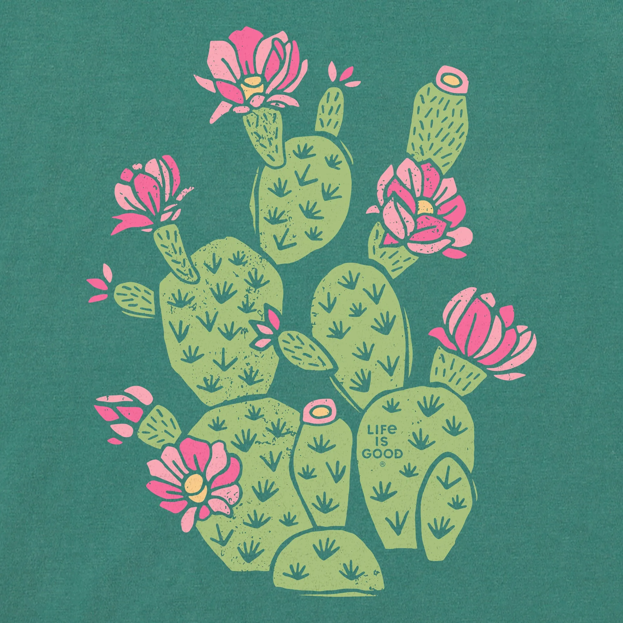 Women's Cactus Flowers Short Sleeve Crusher Boxy Tee Life is Good