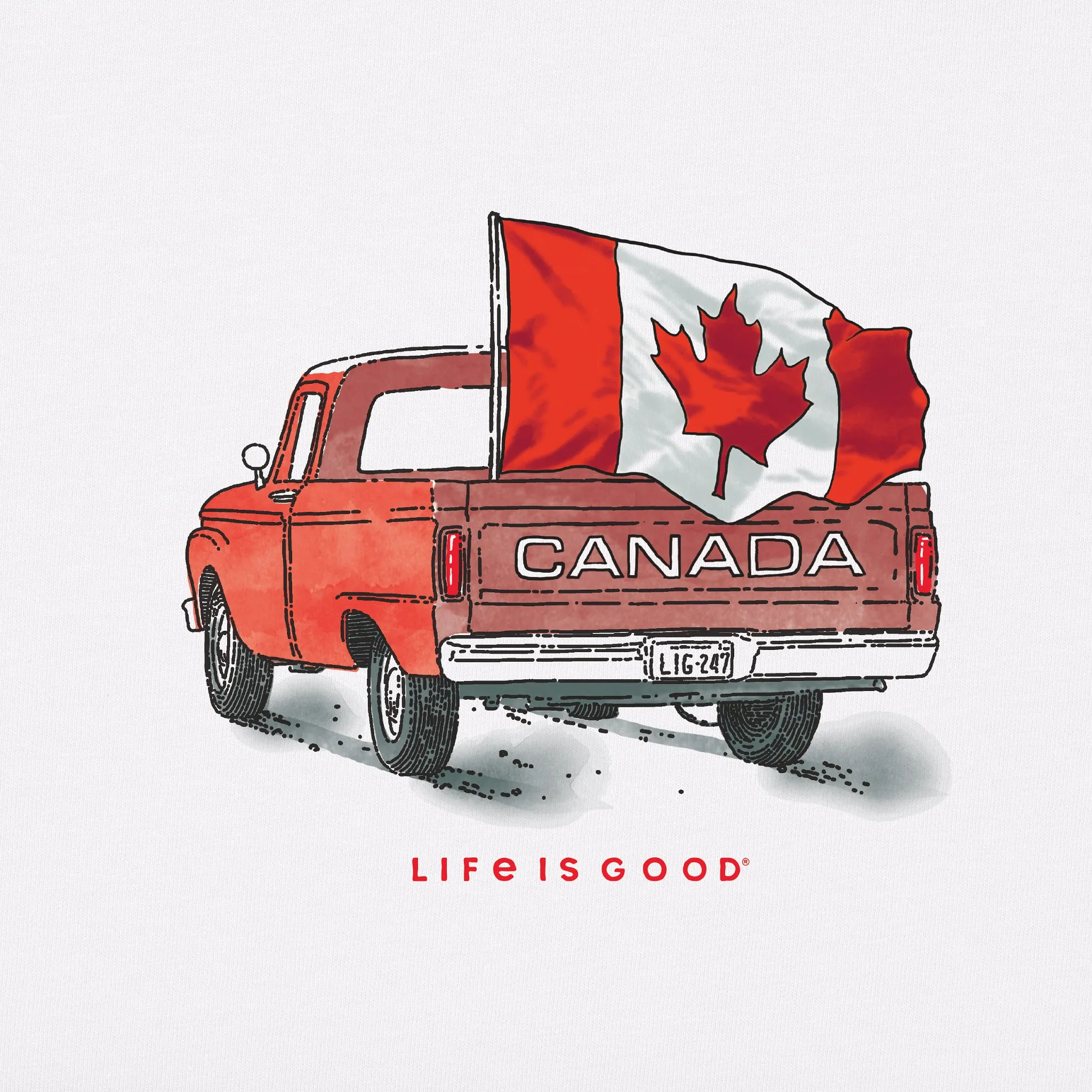 Women's Canada Flag Truck Short Sleeve Tee Life is Good