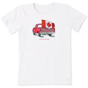 Women's Canada Flag Truck Short Sleeve Tee Life is Good
