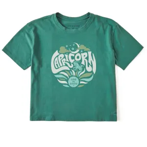 Women's Capricorn Zodiac Vibes Short Sleeve Crusher Boxy Tee Life is Good