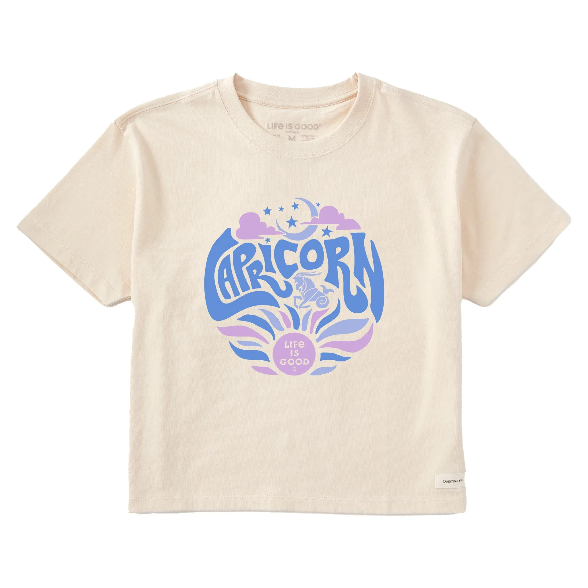 Women's Capricorn Zodiac Vibes Short Sleeve Crusher Boxy Tee Life is Good