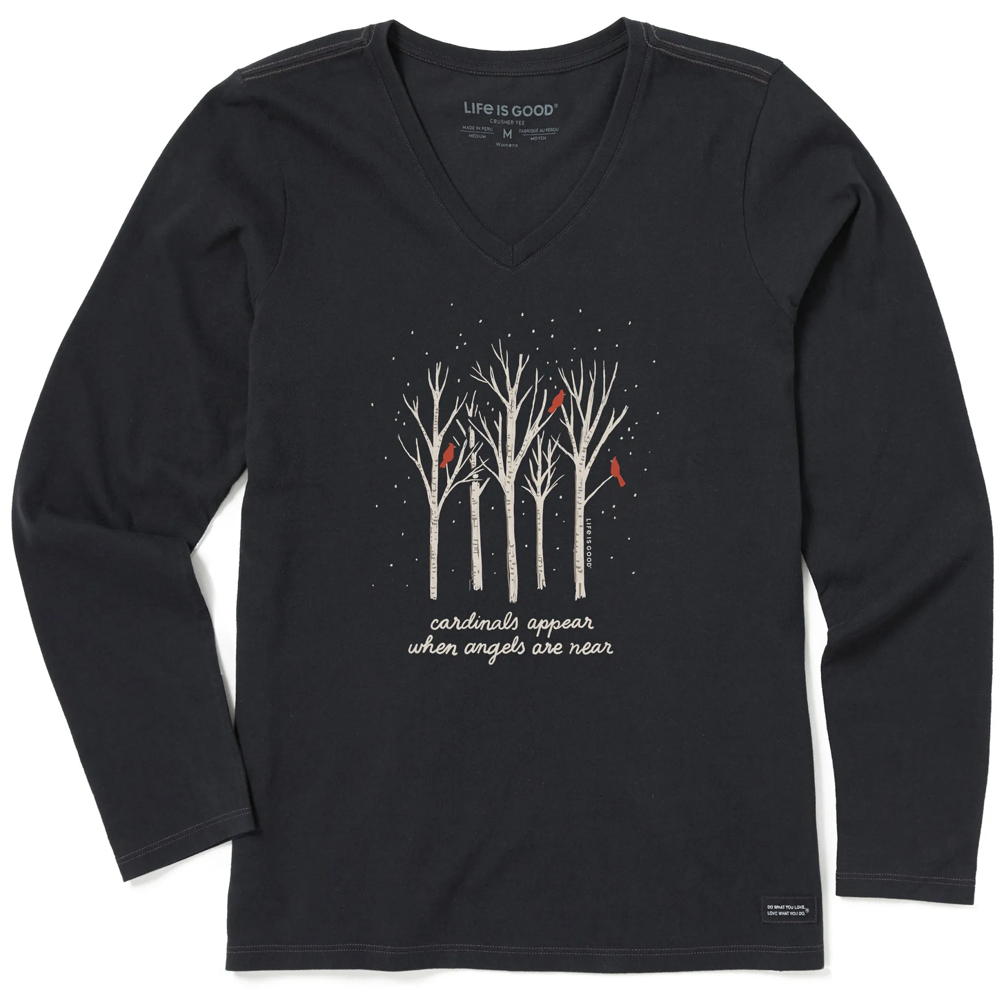 Women's Cardinals Appear Birch Trees Long Sleeve Crusher Vee Life is Good