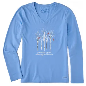 Women's Cardinals Appear Birch Trees Long Sleeve Crusher Vee Life is Good