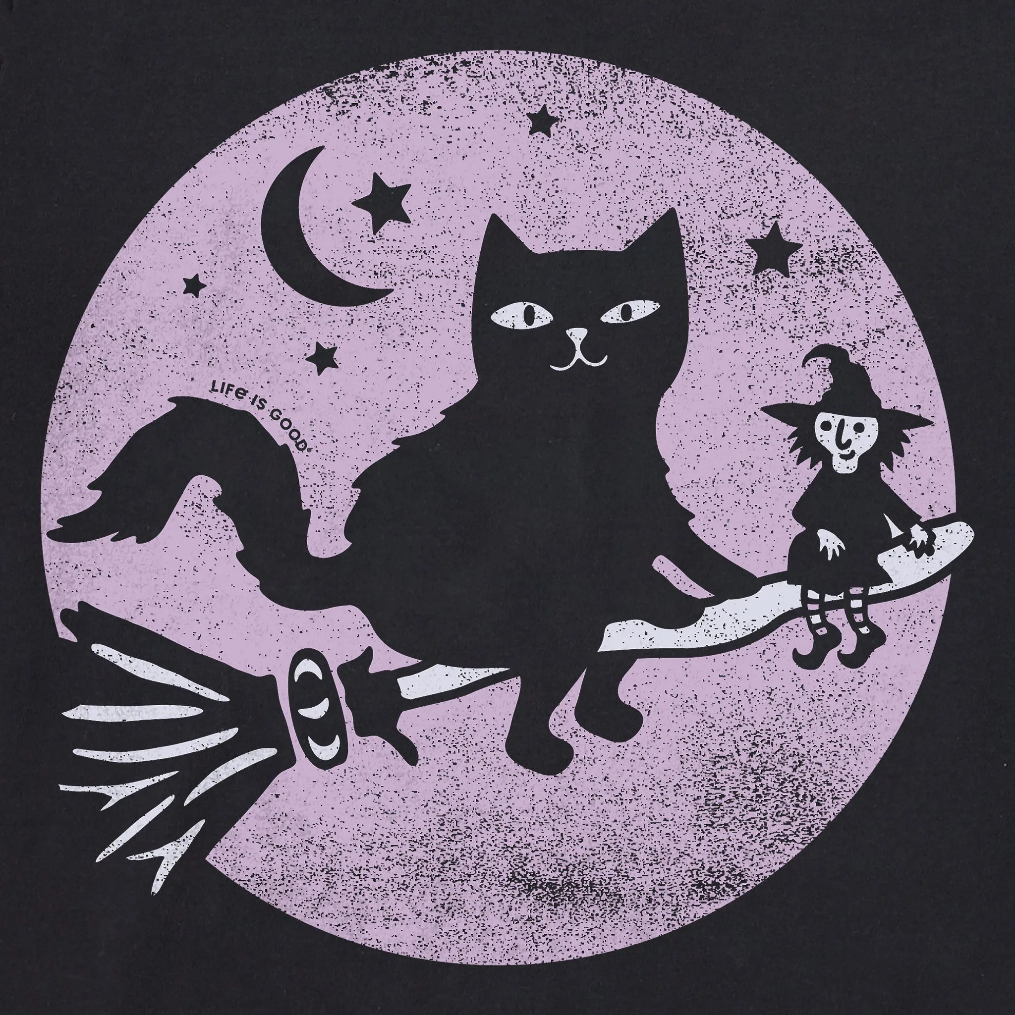 Women's Cat and Tiny Witch Short Sleeve Crusher Boxy Tee Life is Good