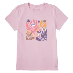 Women's Cat Flowers Short Sleeve Tee Life is Good